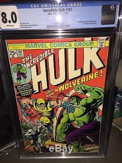 Rare 1974 Bronze Age Incredible Hulk #181 Cgc 8.0 Key 1st Wolverine White Pages