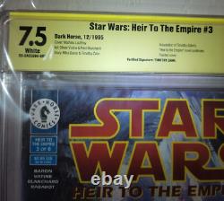 Star Wars Heir to the Empire #3 Timothy Zahn Signed Dark Horse Graded CBCD 7.5