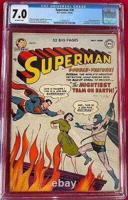 Superman 76 Key Issue, CGC certified 7.0 Very Fine+ Golden Age Comic