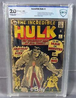 THE INCREDIBLE HULK #1 (Bruce Banner 1st app) CBCS 2.0 Marvel Comics 1962 cgc