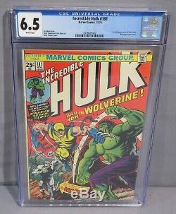 THE INCREDIBLE HULK #181 (Wolverine 1st app) White Pages CGC 6.5 FN+ Marvel 1974