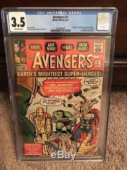 The Avengers #1 Key Silver Age Issue, CGC 3.5 Top Movie! (OW) Gold Ironman