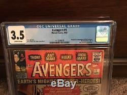 The Avengers #1 Key Silver Age Issue, CGC 3.5 Top Movie! (OW) Gold Ironman