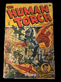 The Human Torch #23 SCARCE Timely Comics! Golden Age Comic Book! Schomburg Robot