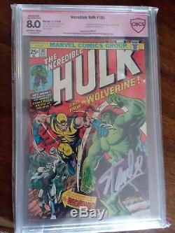 The Incredible Hulk # 181 8.0 Graded 1st print 1st Wolverine SIgned by Stan Lee