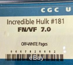 The Incredible Hulk #181 (Nov 1974, Marvel). CGC 7.0