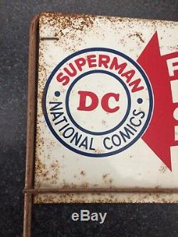 VINTAGE 1950s-1960s DC SUPERMAN COMIC BOOK SPINNER RACK TOP SIGN -RARE
