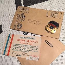 Vintage 1941 Timely Comics CAPTAIN AMERICA Fan Club Kit Badge Button  COMPLETE