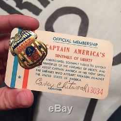 Vintage 1941 Timely Comics CAPTAIN AMERICA Fan Club Kit Badge Button COMPLETE