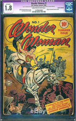 Wonder Woman #1 CGC 1.8 (R) DC 1942 After All Star #8! Golden Age Key! D4 116 cm
